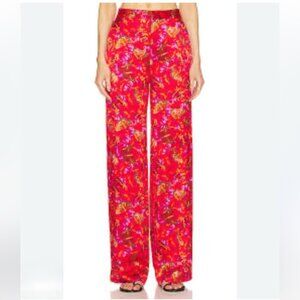 L AGENCE Livvy Straight Leg Silk Trouser in Color Multi Butterfly Petal